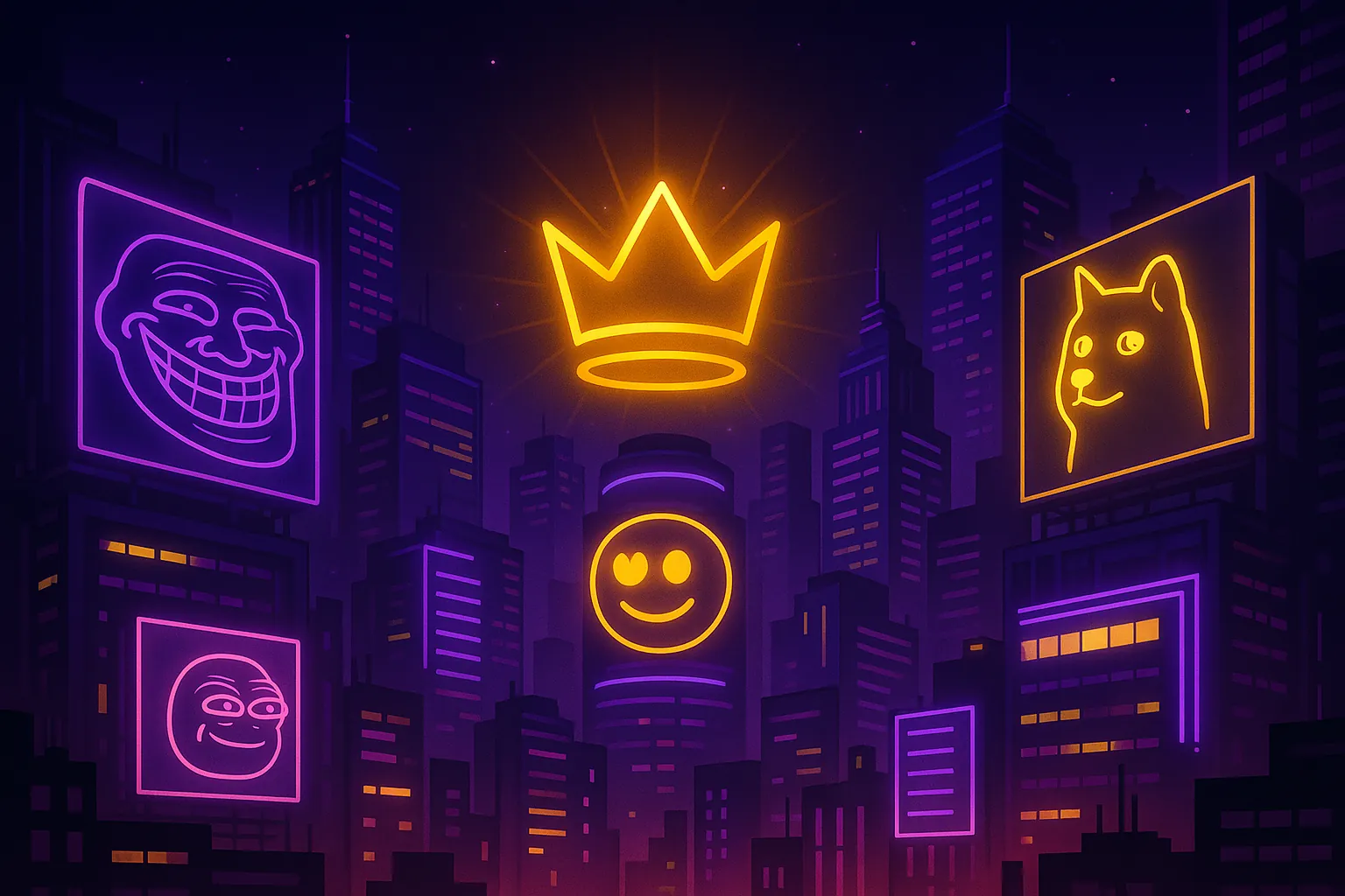 Cyberpunk Meme City Background